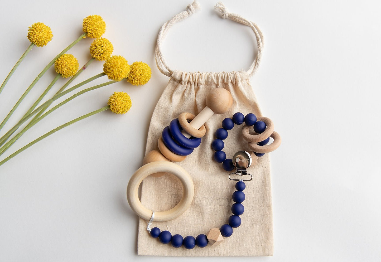 Modern Baby Gift Set in Navy Blue by Legacy Learning Academy - Wood Wood Toys Canada's Favourite Montessori Toy Store