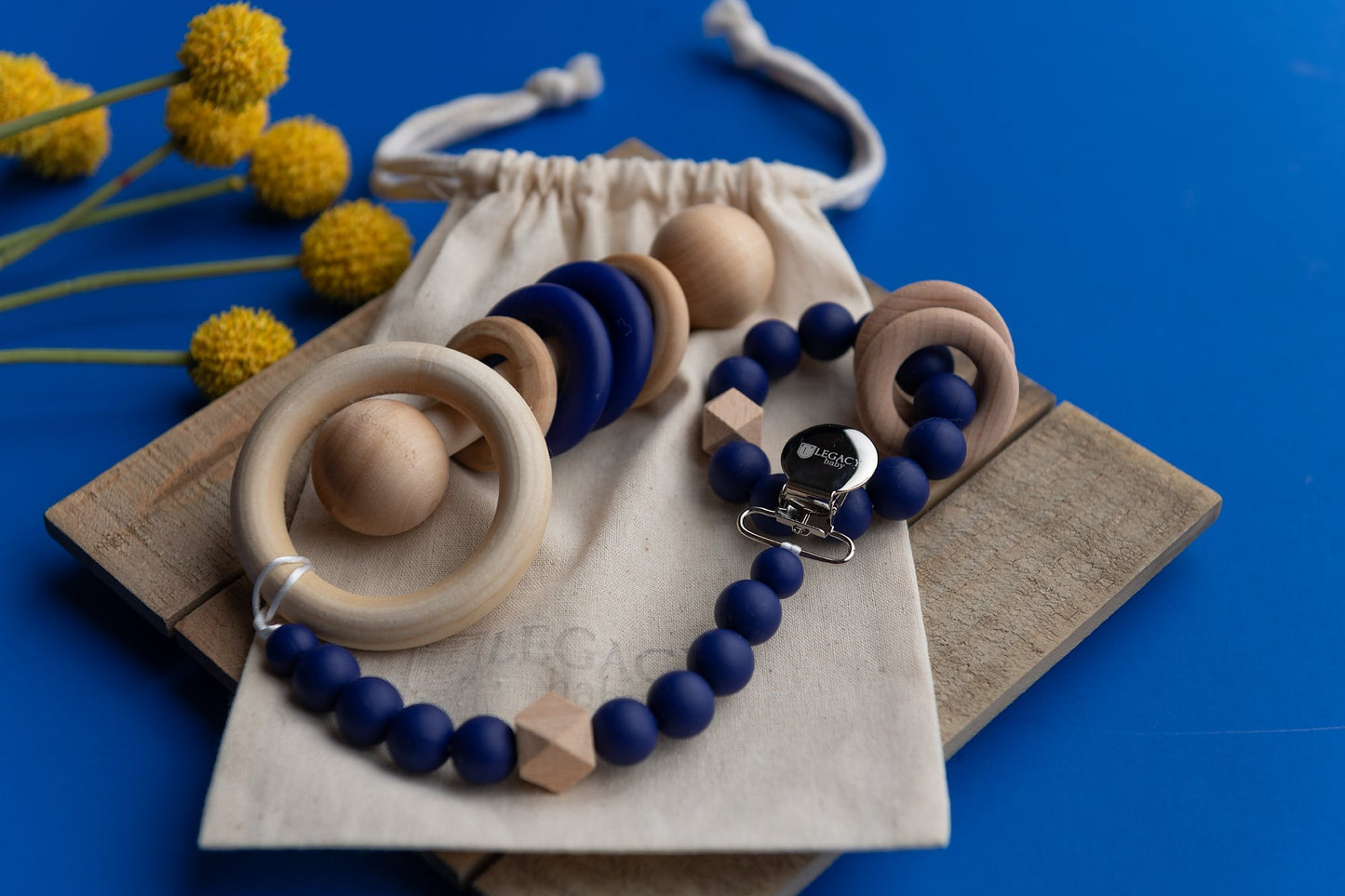 Modern Baby Gift Set in Navy Blue by Legacy Learning Academy - Wood Wood Toys Canada's Favourite Montessori Toy Store