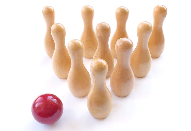 Natural Wood Tabletop Bowling Set by Legacy Learning Academy - Wood Wood Toys Canada's Favourite Montessori Toy Store