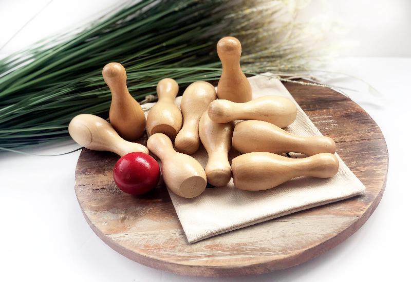 Natural Wood Tabletop Bowling Set by Legacy Learning Academy - Wood Wood Toys Canada's Favourite Montessori Toy Store