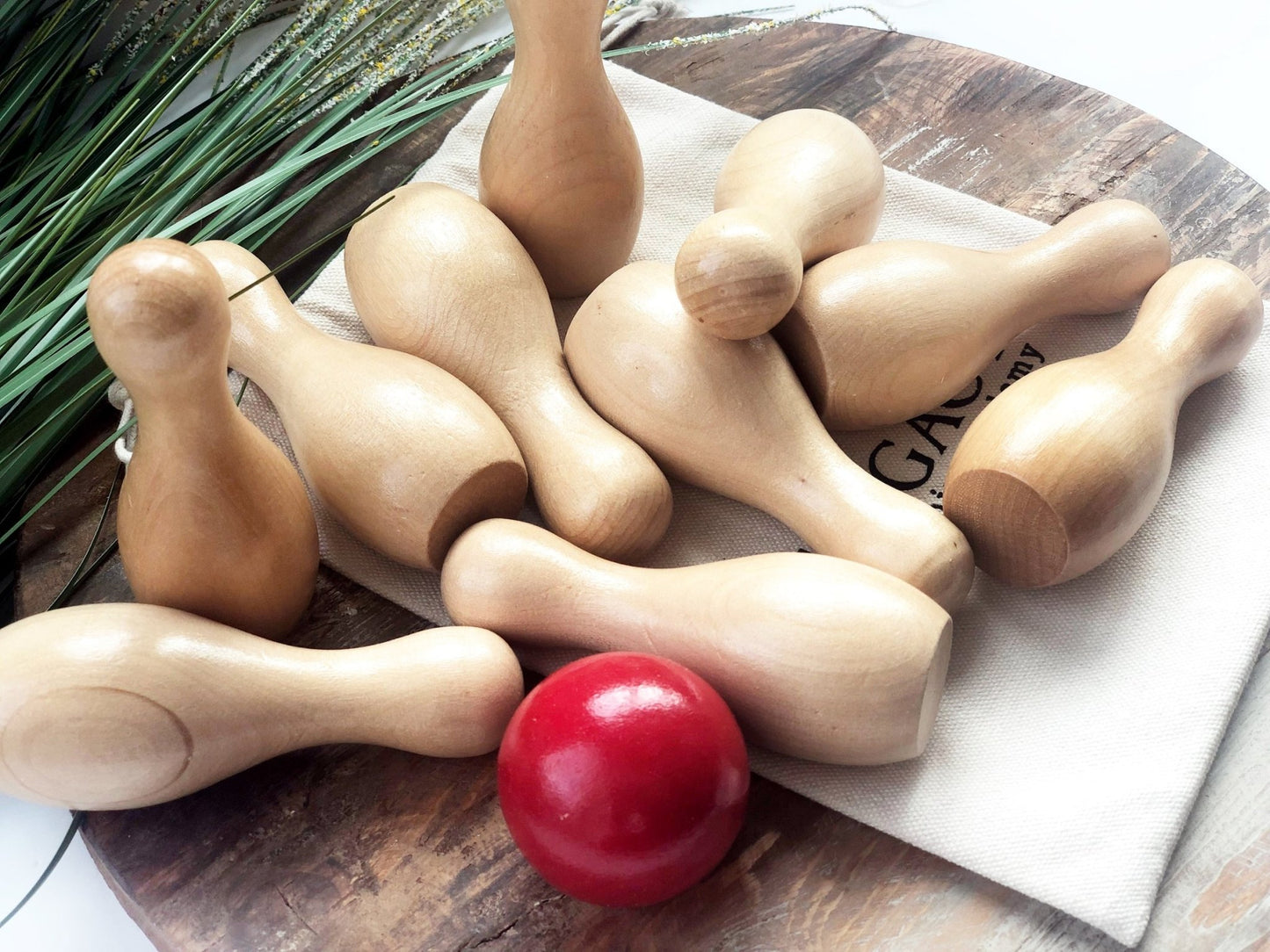 Natural Wood Tabletop Bowling Set by Legacy Learning Academy - Wood Wood Toys Canada's Favourite Montessori Toy Store