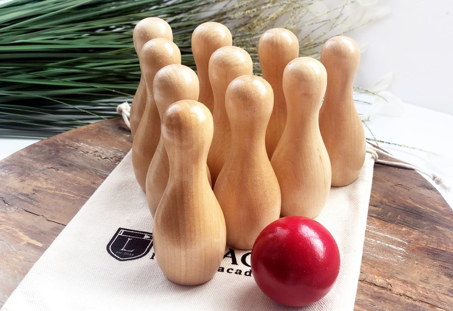 Natural Wood Tabletop Bowling Set by Legacy Learning Academy - Wood Wood Toys Canada's Favourite Montessori Toy Store