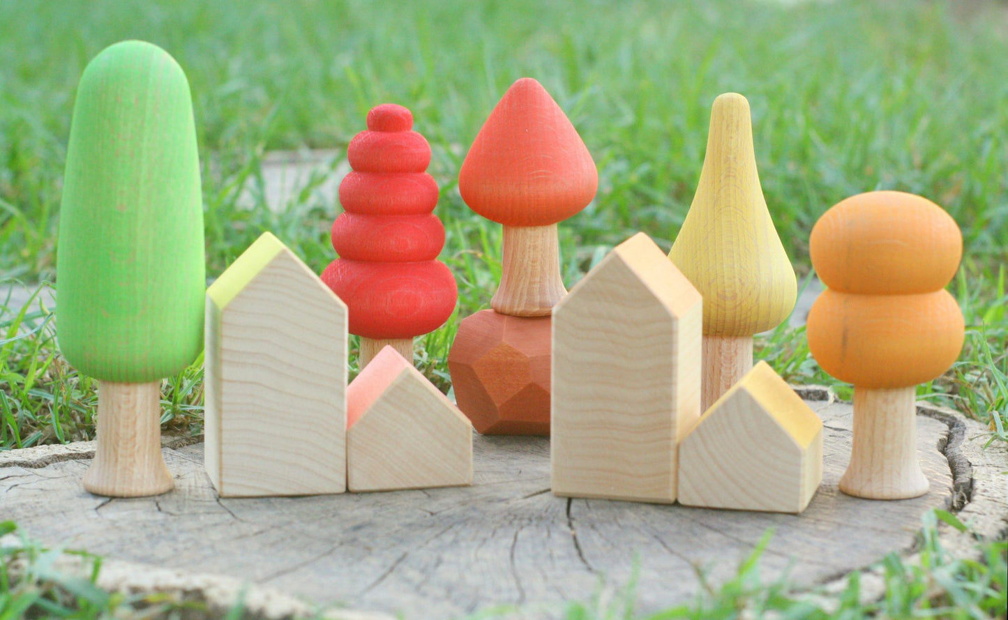 Ocamora 5pc Forest Trees Set - Wood Wood Toys Canada's Favourite Montessori Toy Store