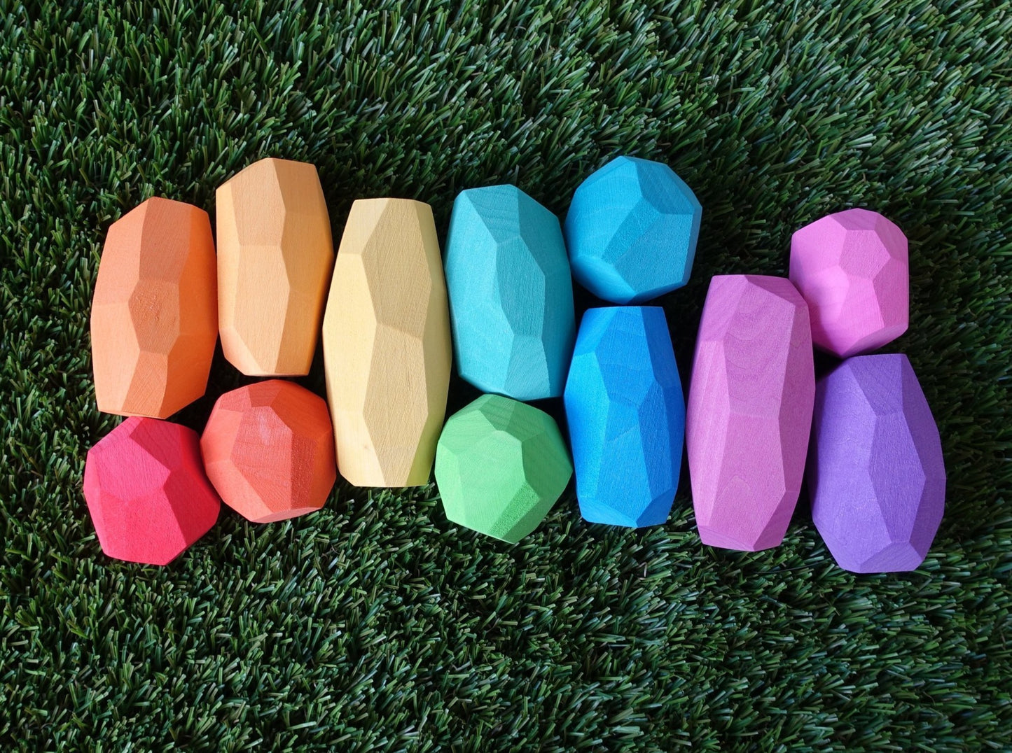 Ocamora 'Teniques' Stacking Stones - Coloured (12 pieces) - Wood Wood Toys Canada's Favourite Montessori Toy Store