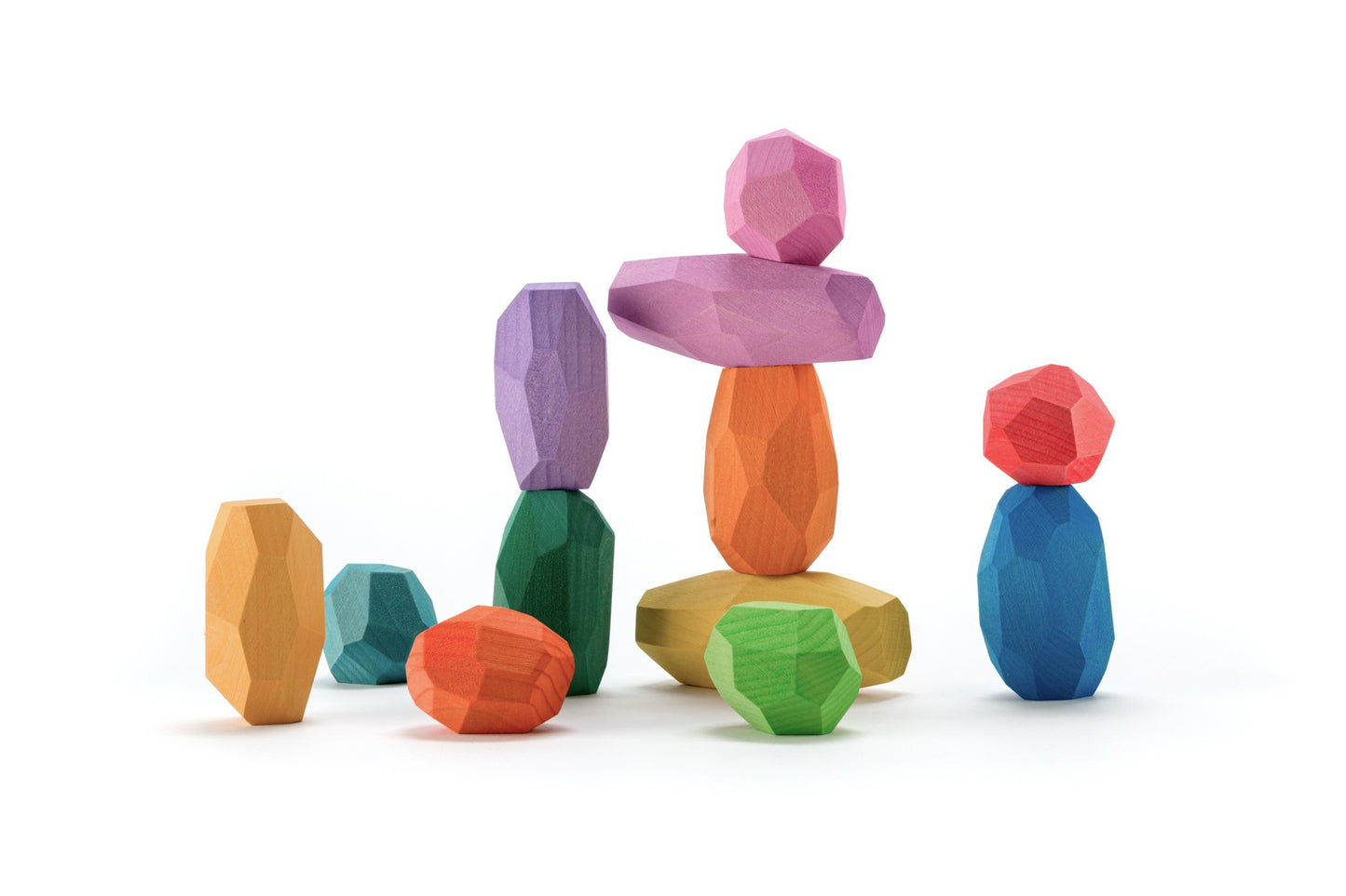 Ocamora 'Teniques' Stacking Stones - Coloured (12 pieces) - Wood Wood Toys Canada's Favourite Montessori Toy Store