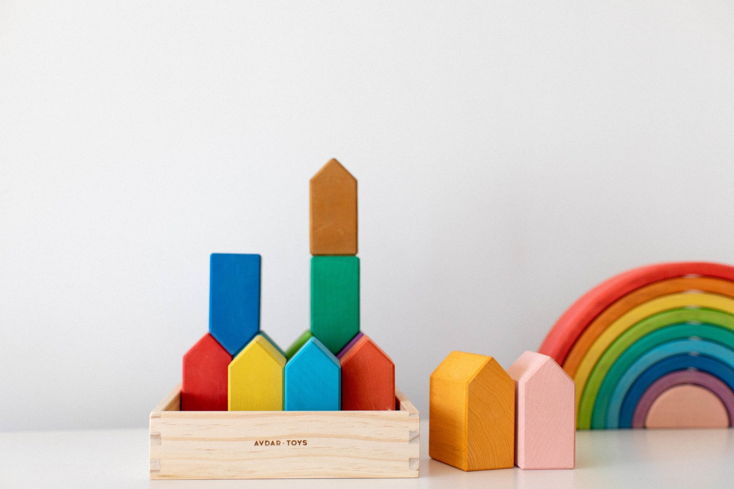 Rainbow House Blocks by Avdar Toys - Wood Wood Toys Canada's Favourite Montessori Toy Store