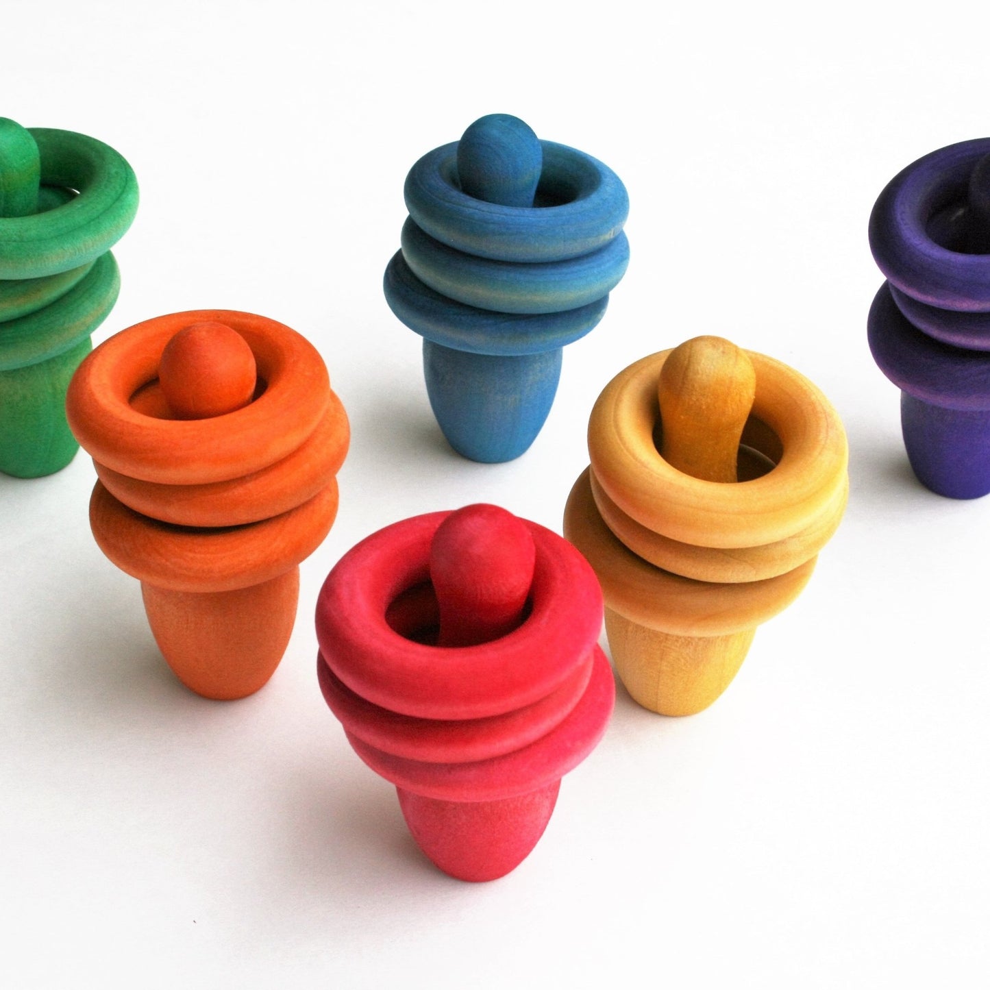 Rainbow Pin & Ring Stacking Set by Legacy Learning Academy - Wood Wood Toys Canada's Favourite Montessori Toy Store