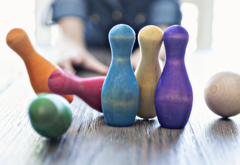 Rainbow Tabletop Bowling Set by Legacy Learning Academy - Wood Wood Toys Canada's Favourite Montessori Toy Store