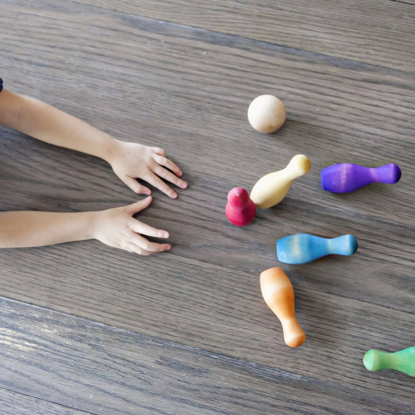 Rainbow Tabletop Bowling Set by Legacy Learning Academy - Wood Wood Toys Canada's Favourite Montessori Toy Store