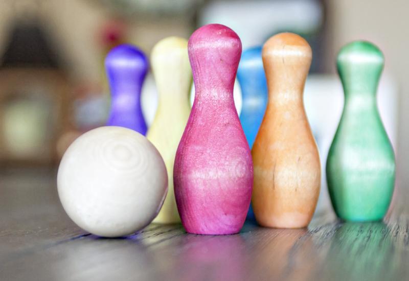 Rainbow Tabletop Bowling Set by Legacy Learning Academy - Wood Wood Toys Canada's Favourite Montessori Toy Store