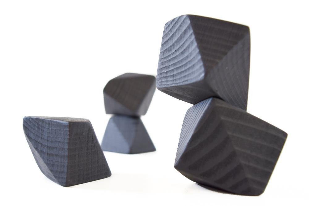 Tiny Coal Rock Blocks (Set of 5) - Wood Wood Toys Canada's Favourite Montessori Toy Store
