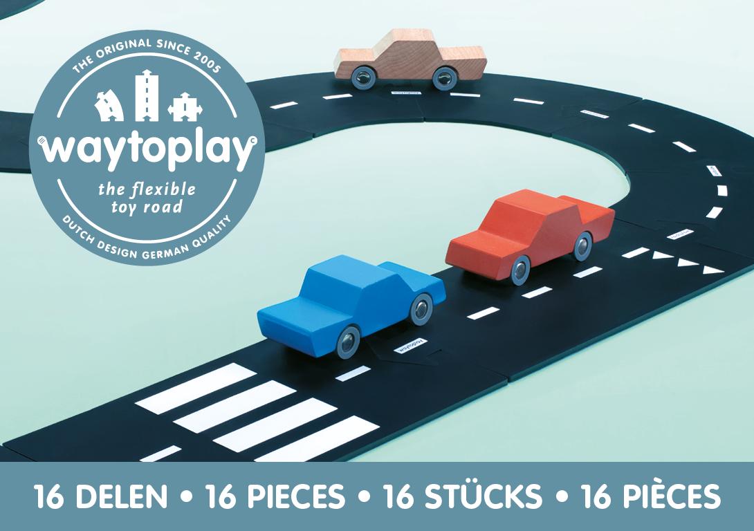 Waytoplay Flexible Roads - Expressway Set (16 pieces) - Wood Wood Toys Canada's Favourite Montessori Toy Store