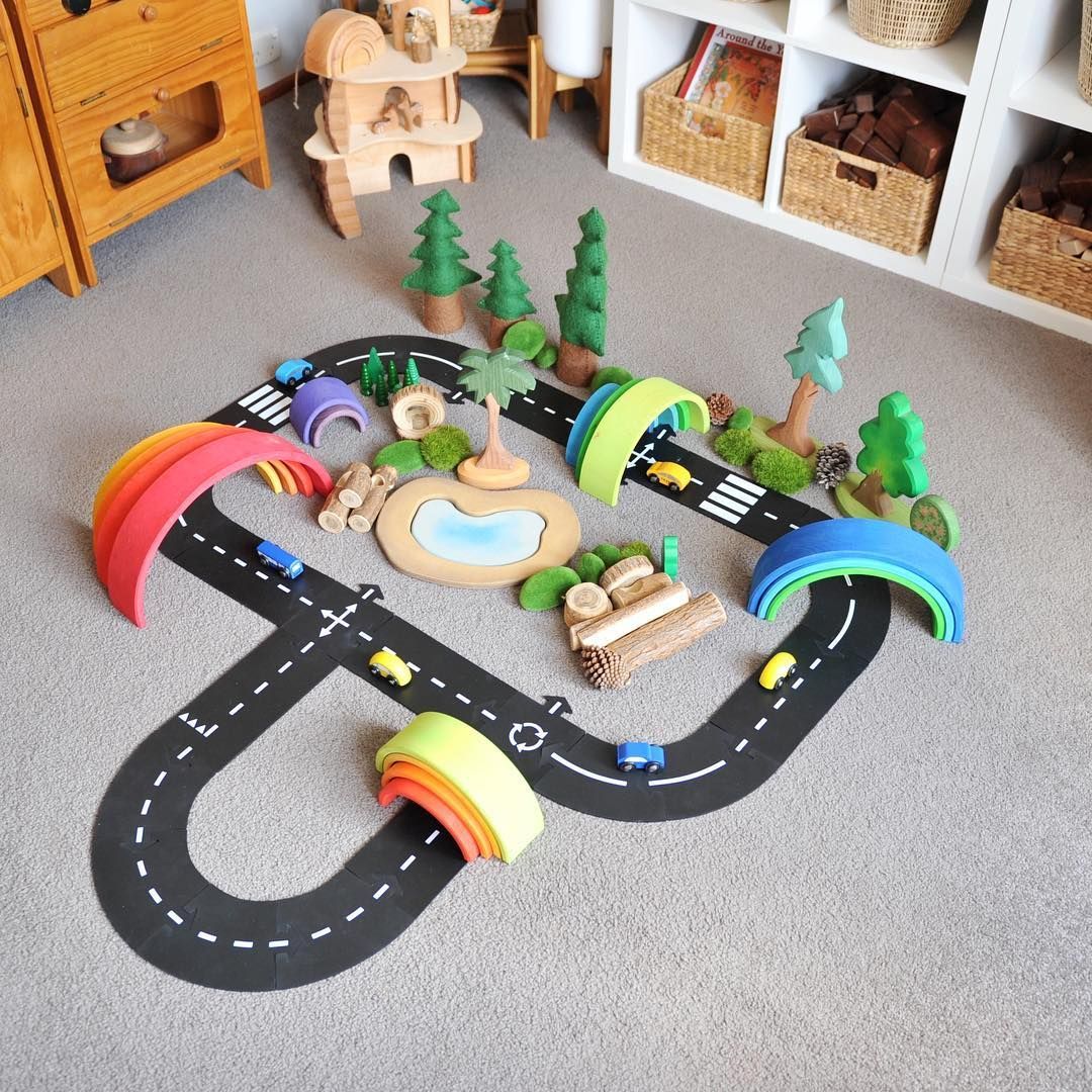 waytoplay Flexible Roads - Highway Set (24 pieces) - Wood Wood Toys Canada's Favourite Montessori Toy Store