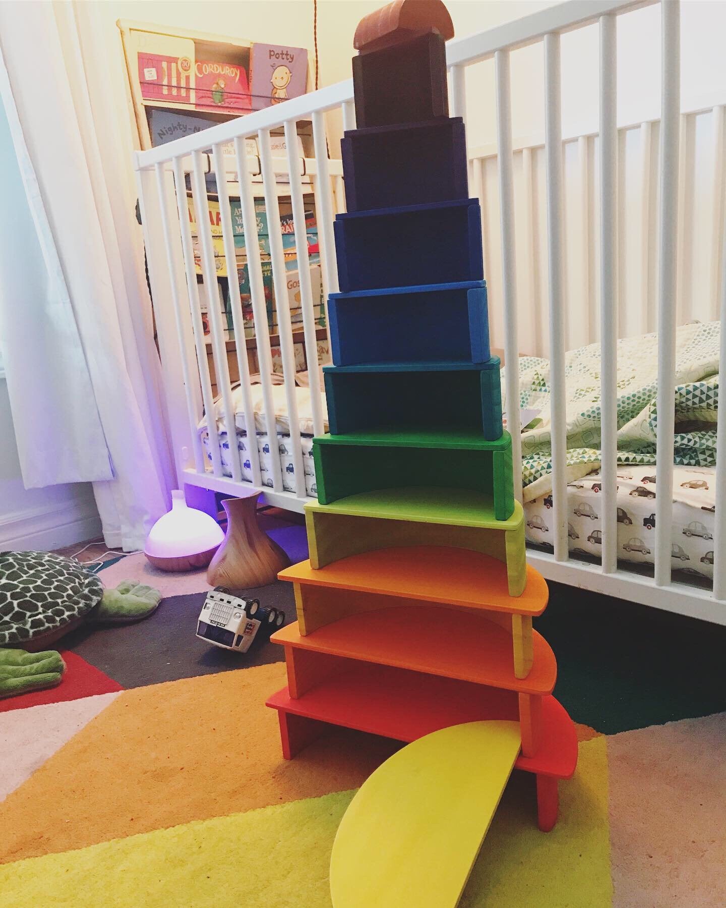 Wood Wood Exclusive EXTRA LARGE Rainbow Montessori Stacker - Wood Wood Toys Canada's Favourite Montessori Toy Store