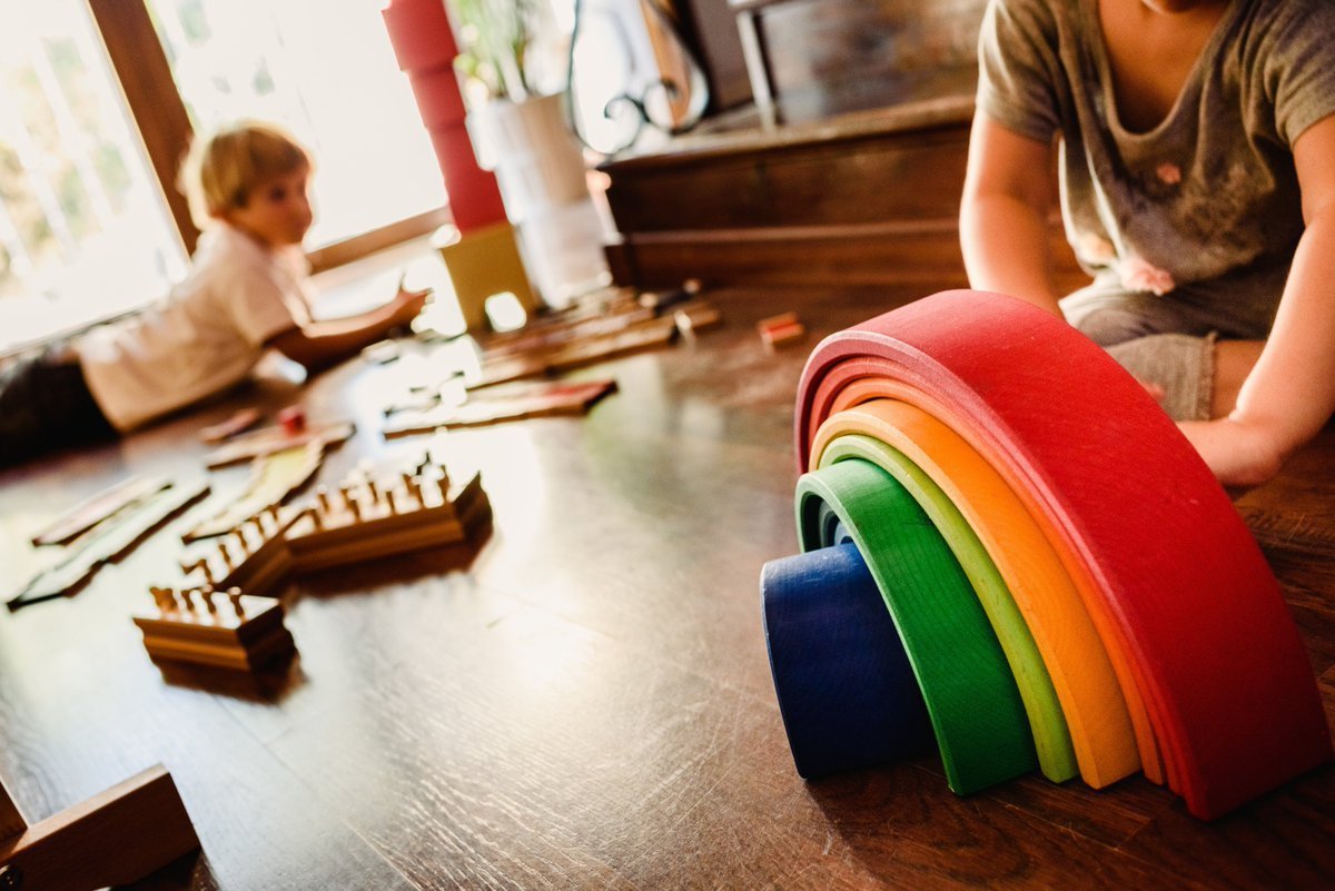 Wood Wood Exclusive EXTRA LARGE Rainbow Montessori Stacker - Wood Wood Toys Canada's Favourite Montessori Toy Store