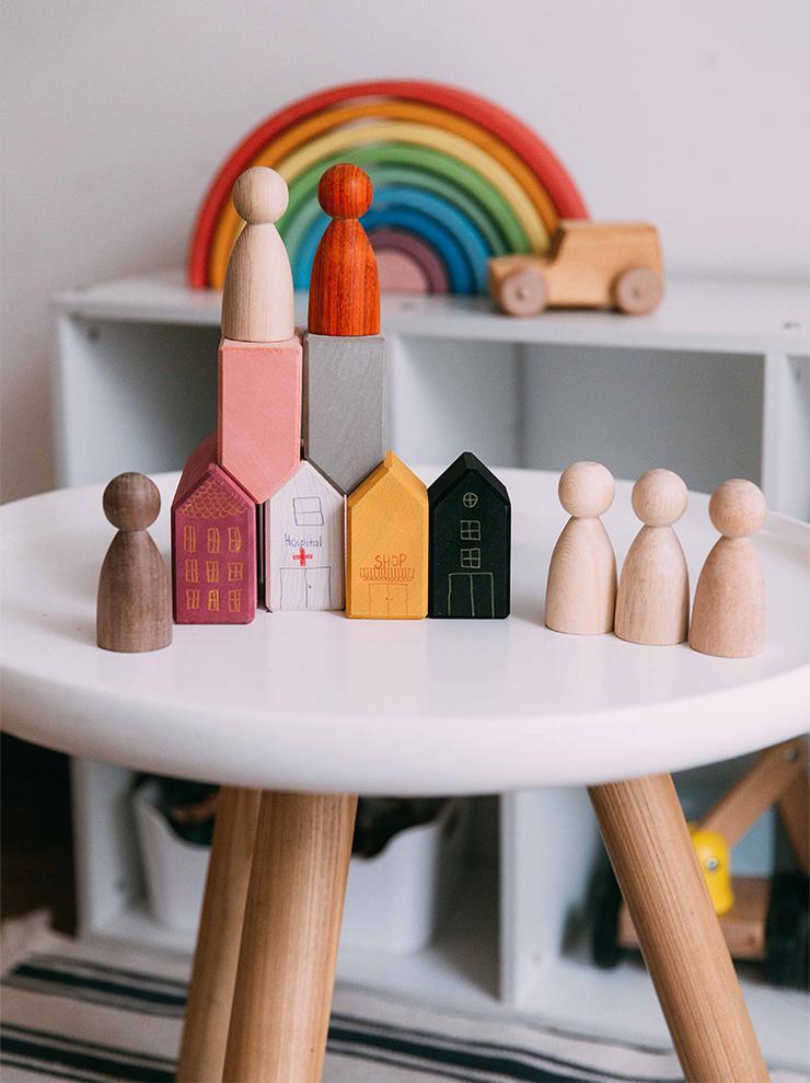 Wood Wood Exclusive Rainbow House Blocks by Avdar - Wood Wood Toys Canada's Favourite Montessori Toy Store