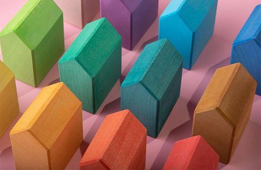 Wood Wood Exclusive Rainbow House Blocks by Avdar - Wood Wood Toys Canada's Favourite Montessori Toy Store