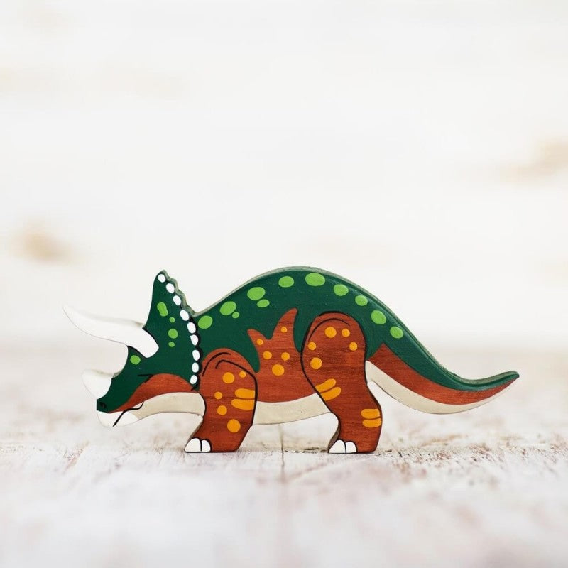 Triceratops figurine - Waldorf Dinosaurs by Wooden Caterpillar