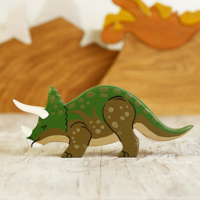Triceratops figurine - Waldorf Dinosaurs by Wooden Caterpillar